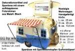 Spardose Dekorationsartikel Nostalgie Wohnwagen hellblau alt- weiß Metall- Blech mit Gummistopfen Maße ca.: L= 23 cm